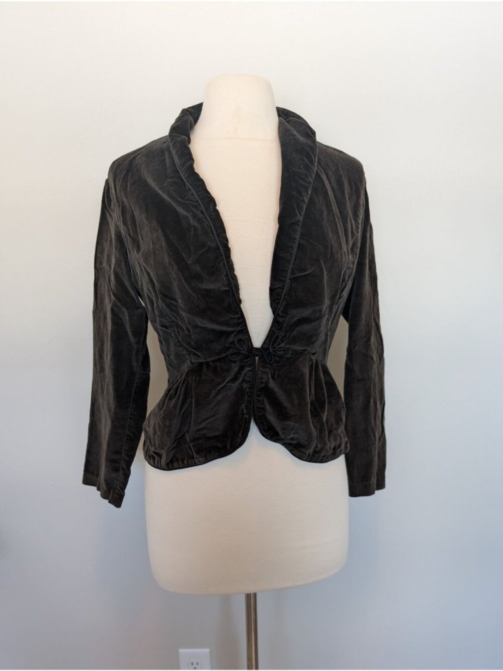 Vintage Contemporary Corner Black Velvet Fitted Blazer Jacket Size 11